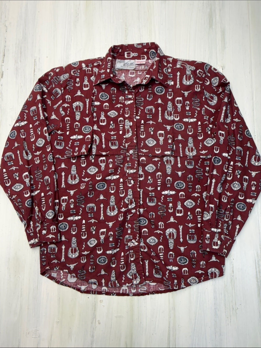 Vintage Mine & Bills Western Cowgirl Long Sleeve Button Down Shirt Sz M